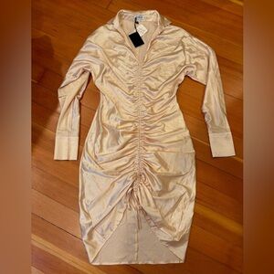 NWT Area Stars ruched silky tie front dress M very flattering